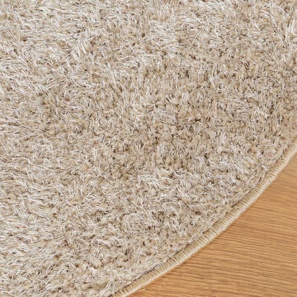 vidaXL Tapis ISTAN à poils longs aspect brillant beige Ø 120 cm
