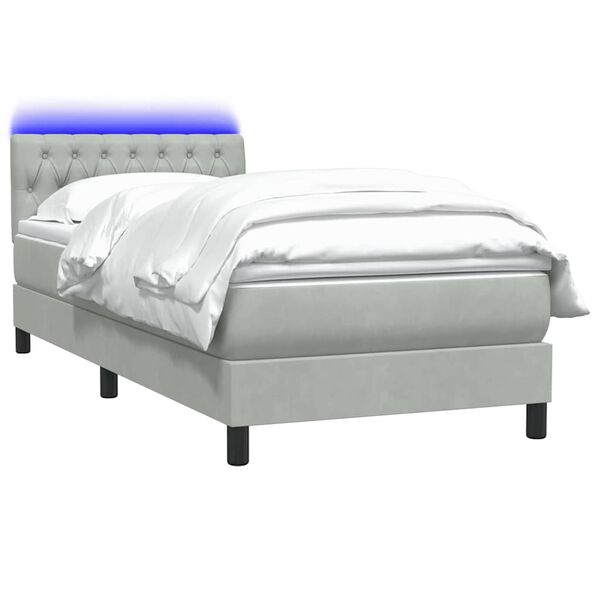 vidaXL Sommier &agrave; lattes de lit et matelas et LED gris clair 80x220 cm velours