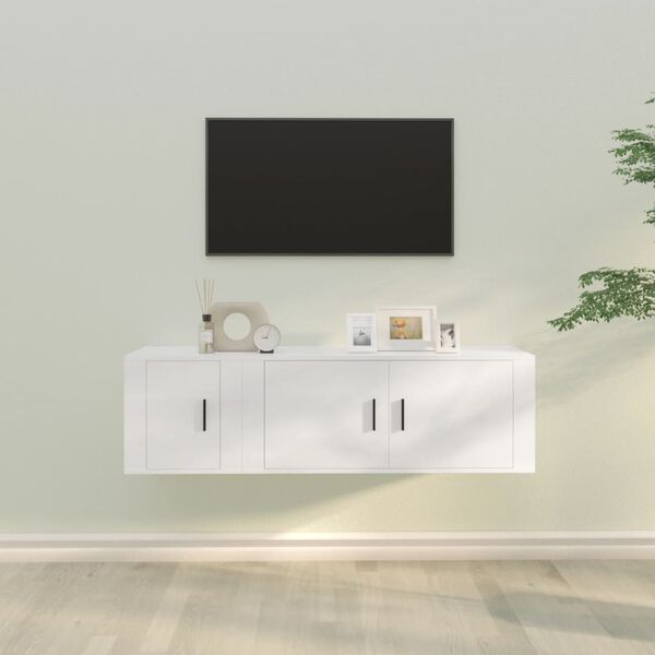 vidaXL Ensemble de meubles TV 2 pcs Blanc Bois d'ingénierie