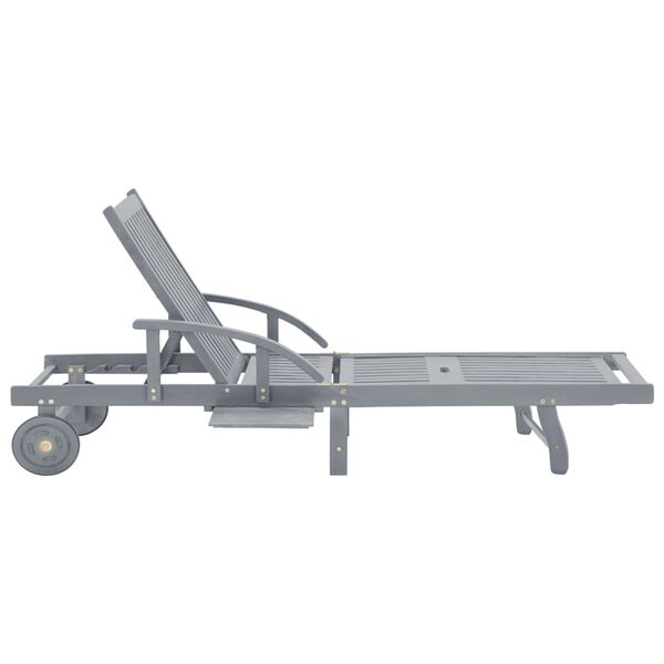 vidaXL Chaise longue de jardin Gris Bois d'acacia solide