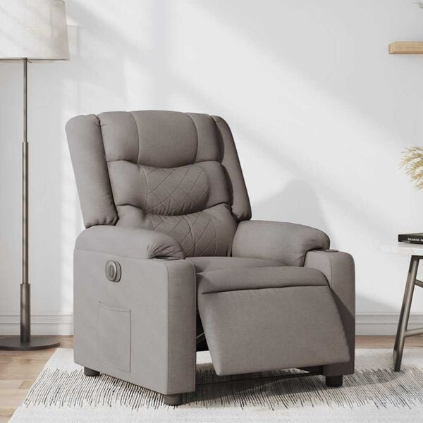 vidaXL Fauteuil inclinable &eacute;lectrique Taupe Tissu