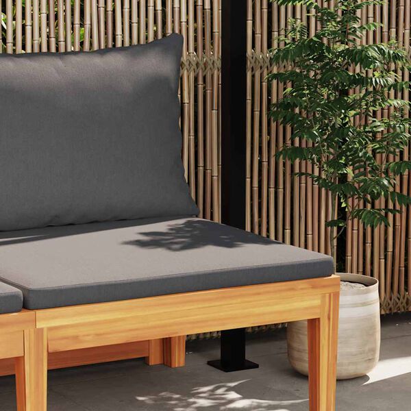 vidaXL Banc de jardin avec table avec coussins gris foncé Teck solide