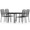 vidaXL Ensemble &agrave; manger de jardin 5 pcs Noir
