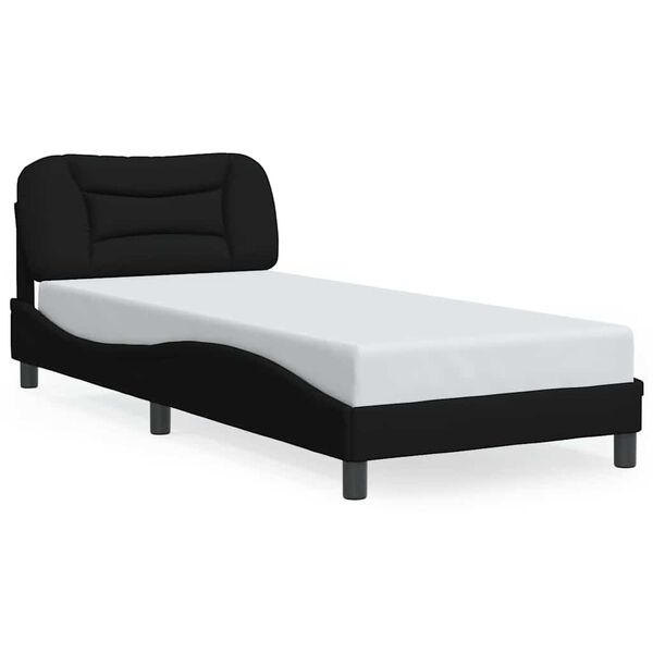vidaXL Cadre de lit sans matelas Hvar noir 90x200 cm tissu