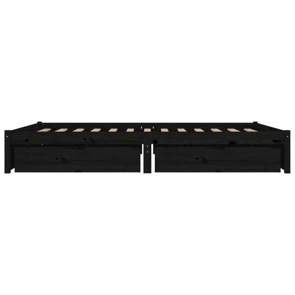 vidaXL Cadre de lit sans matelas avec tiroirs noir 140x190 cm