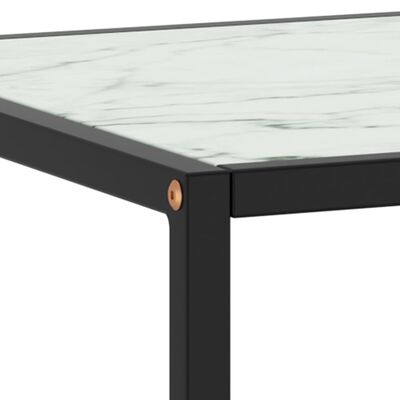 vidaXL Table basse Noir avec verre marbre blanc 100x50x35 cm