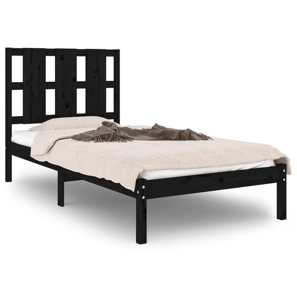 vidaXL Cadre de lit sans matelas noir 100x200 cm bois massif de pin
