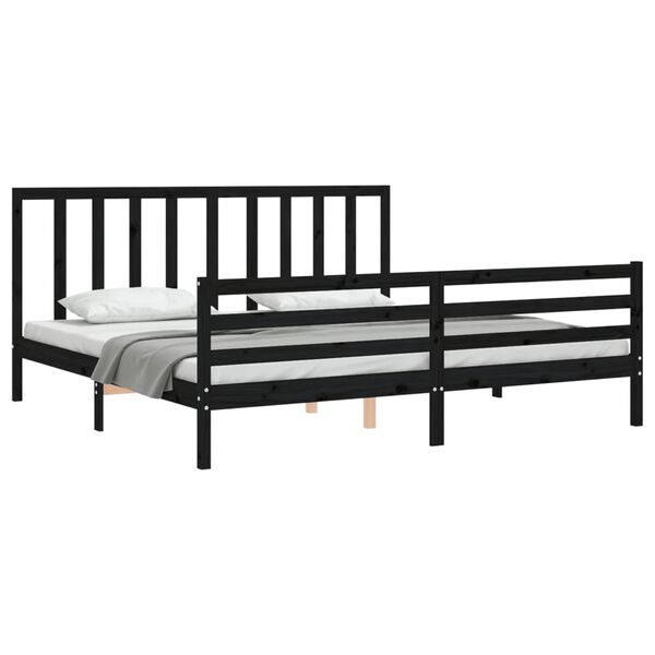 vidaXL Cadre de lit sans matelas noir 200x200 cm bois massif de pin