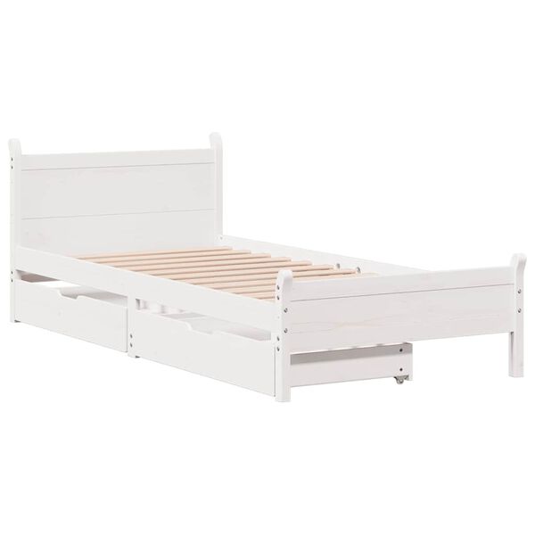 vidaXL Cadre de lit sans matelas blanc 75x190 cm bois de pin massif