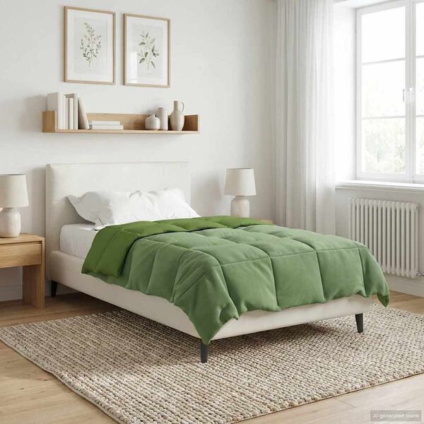vidaXL Duvet complet toute l'ann&eacute;e Vert 155 x 220 cm Microfibre