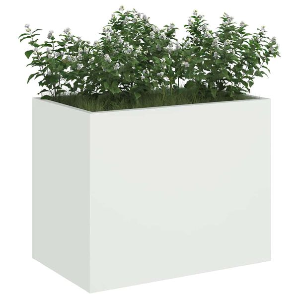 vidaXL Cache-pot de jardin Blanc 50 x 32 x 40 cm Acier lamin&eacute; &agrave; froid