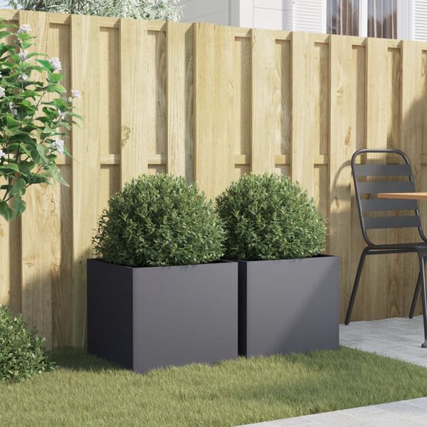vidaXL Jardinières 2 pcs anthracite 42x40x39 cm acier