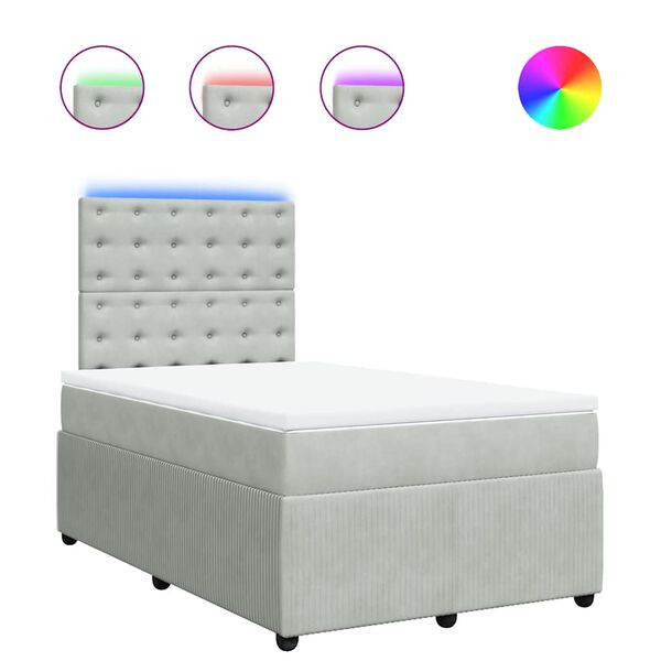 vidaXL Sommier &agrave; lattes de lit et matelas Gris clair 120x200cm Velours