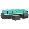 vidaXL Ensemble de canap&eacute; de jardin 6 pcs avec coussins noir r&eacute;sine tress&eacute;e