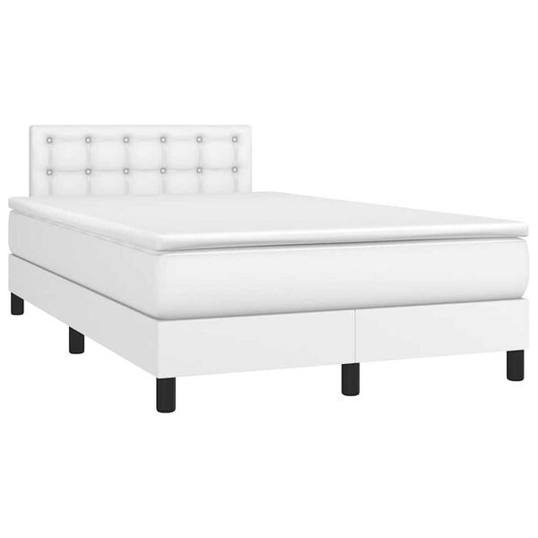 vidaXL Sommier &agrave; lattes de lit matelas LED blanc 120x190 cm similicuir