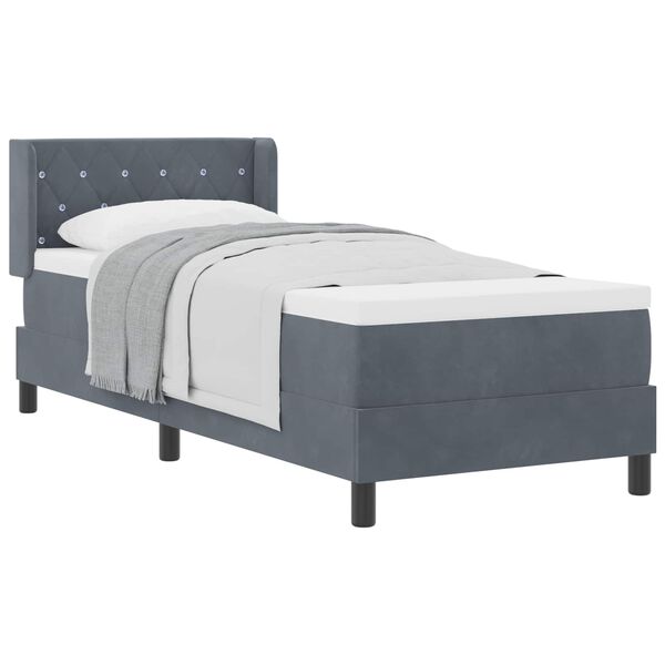 vidaXL Lit &agrave; ressorts avec matelas Gris fonc&eacute; 200 x 80 cm Velours