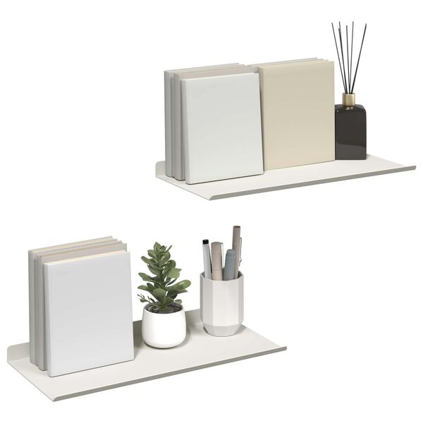 vidaXL &Eacute;tag&egrave;re flottante 2 pcs Blanc 40 x 18 x 2,5 cm Acier
