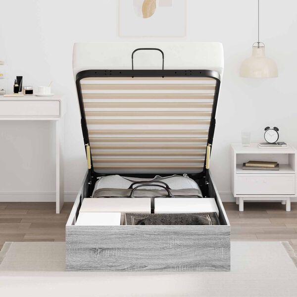 vidaXL Cadre de lit ottoman Gris Sonoma 193 x 120 x 25 cm