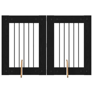 vidaXL Portillon pour chien avec supports 2 pcs Ch&ecirc;ne noir 60 x 80 cm