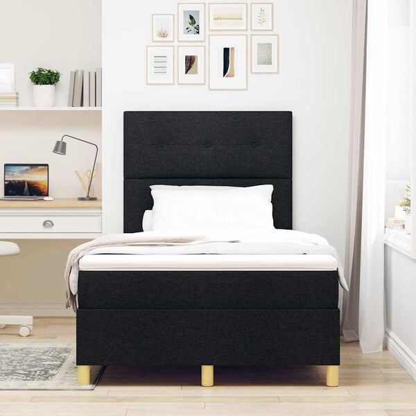 vidaXL Lit &agrave; ressort LED avec matelas Noir 120 x 200 cm tissu