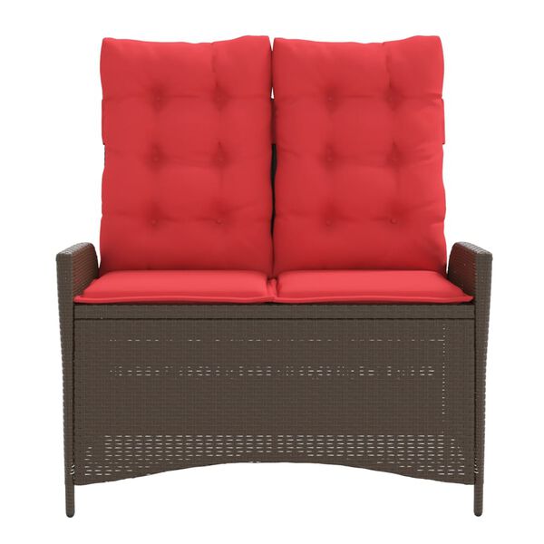 vidaXL Banc inclinable de jardin avec coussins marron r&eacute;sine tress&eacute;e