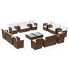 vidaXL Salon de jardin 16 pcs avec coussins R&eacute;sine tress&eacute;e Marron