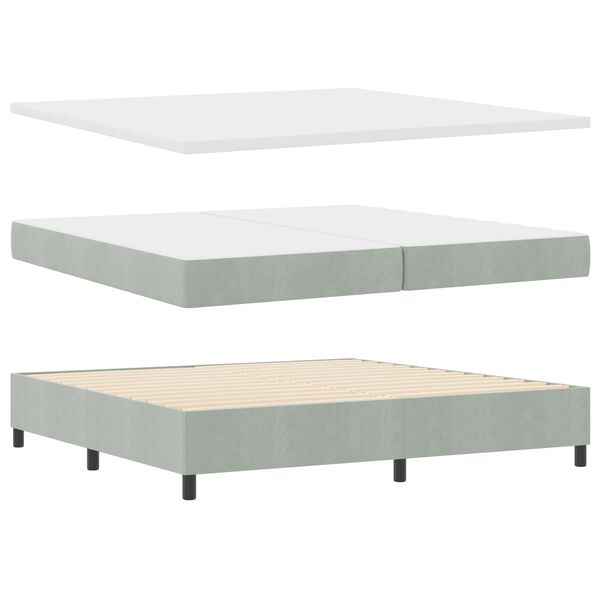 vidaXL Lit &agrave; ressorts avec matelas Gris clair 200 x 200 cm Velours