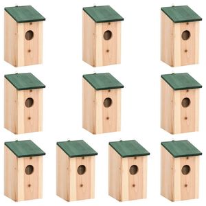 vidaXL Nichoirs 10 pcs Bois de sapin massif 12x12x22 cm