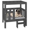vidaXL Lit pour chien Gris 65,5x50,5x70 cm Bois de pin solide