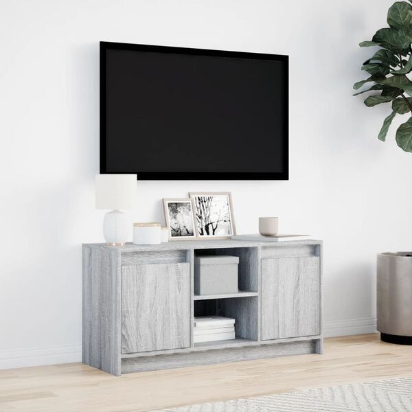vidaXL Meuble TV avec LED sonoma gris 100x34x50 cm bois d'ingénierie