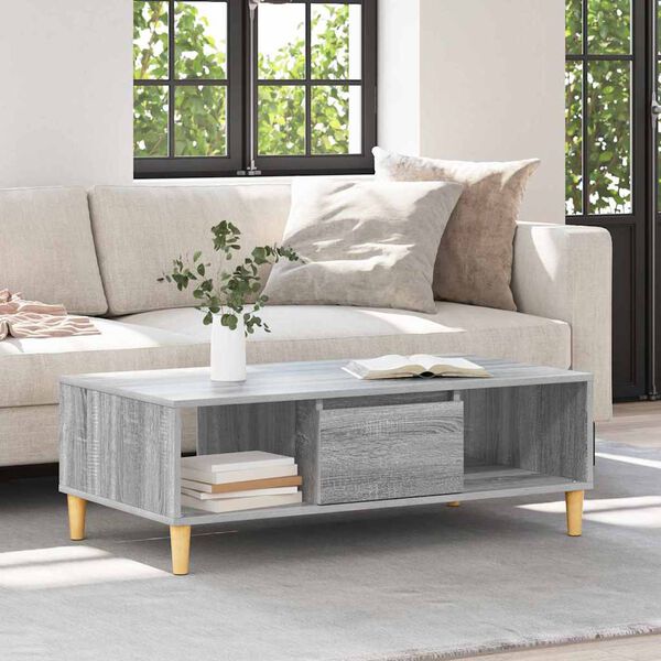 vidaXL Table basse Gris Sonoma 103,5 x 60 x 35 cm Bois d'ingénierie