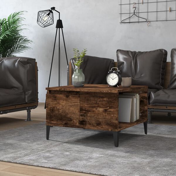 vidaXL Table basse chêne fumé 55x55x36,5 cm bois d'ingénierie