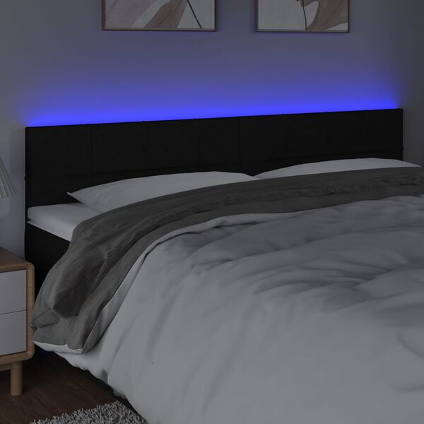 vidaXL T&ecirc;te de lit &agrave; LED Noir 160x5x78/88 cm Tissu