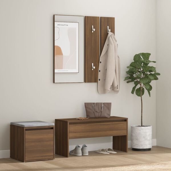 vidaXL Ensemble de meubles de couloir Ch&ecirc;ne marron Bois d'ing&eacute;nierie