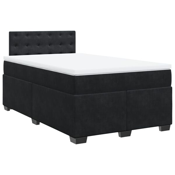vidaXL Sommier &agrave; lattes de lit avec matelas Noir 120x200 cm Velours