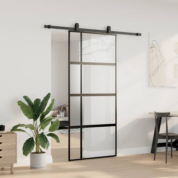 vidaXL Porte coulissante avec kit de quincaillerie noir 90x205 cm