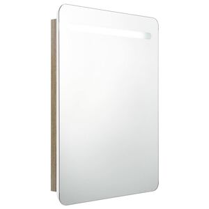 vidaXL Armoire de salle de bain &agrave; miroir LED blanc et ch&ecirc;ne 60x11x80cm