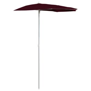 vidaXL Demi-parasol de jardin avec m&acirc;t 180x90 cm rouge bordeaux