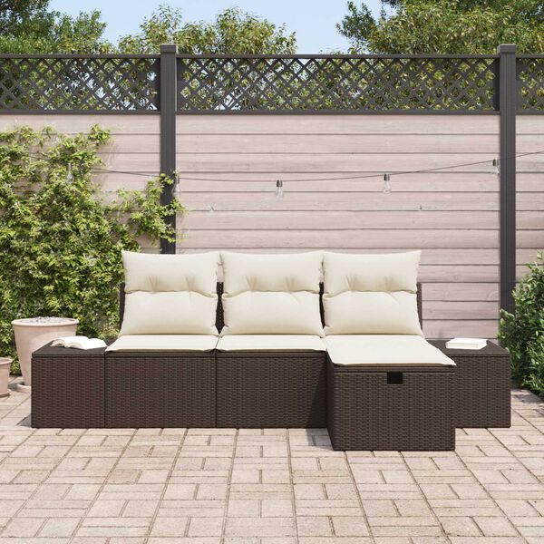 vidaXL Ensemble de canap&eacute; de jardin 4 pcs Marron Poly rotin