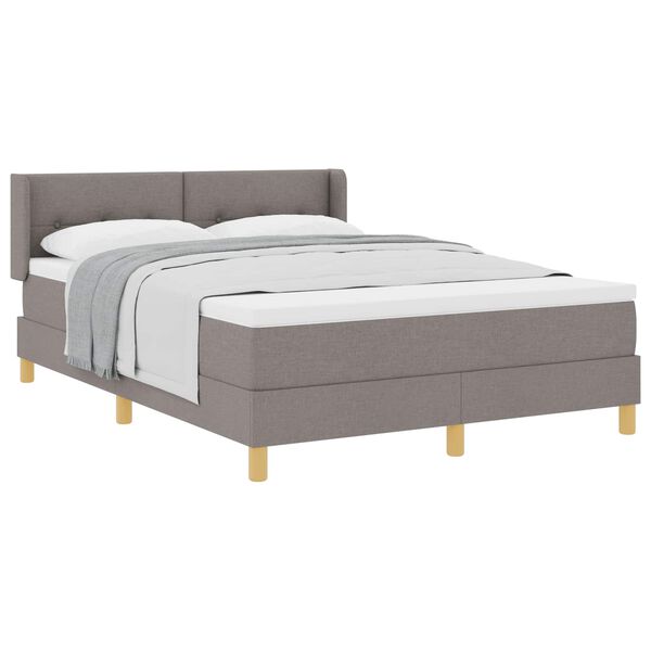 vidaXL Lit &agrave; ressorts avec matelas Taupe 190 x 140 cm tissu