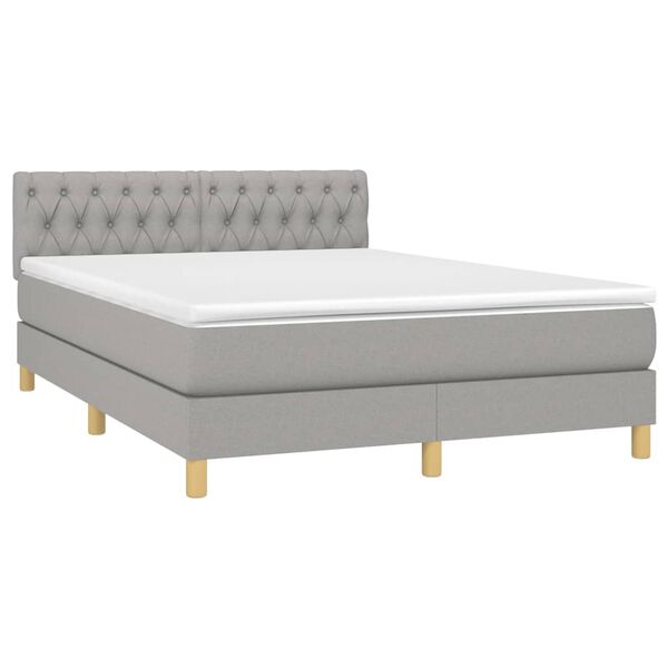 vidaXL Sommier &agrave; lattes de lit avec matelas Gris clair 140x200cm Tissu