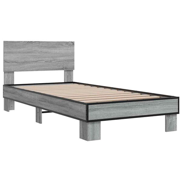 vidaXL Cadre de lit sans matelas sonoma gris 75x190 cm