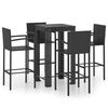 vidaXL Ensemble de bar d'ext&eacute;rieur 5 pcs accoudoir R&eacute;sine tress&eacute;e Noir