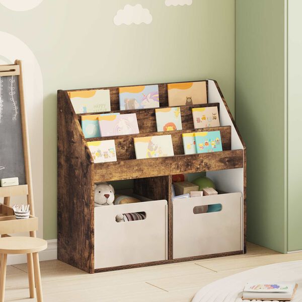 vidaXL Biblioth&egrave;que pour enfants Ch&ecirc;ne fum&eacute; 72,5 x 29,5 x 69 cm