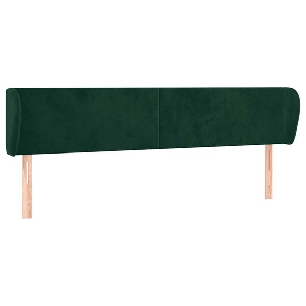 vidaXL T&ecirc;te de lit avec oreilles Vert fonc&eacute; 163x23x78/88 cm Velours