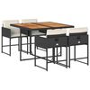 vidaXL Ensemble &agrave; manger de jardin coussins 5pcs Noir R&eacute;sine tress&eacute;e