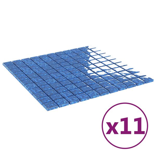 vidaXL Carrelage en mosa&iuml;que 11 pcs Bleu 50 x 50 cm Verre