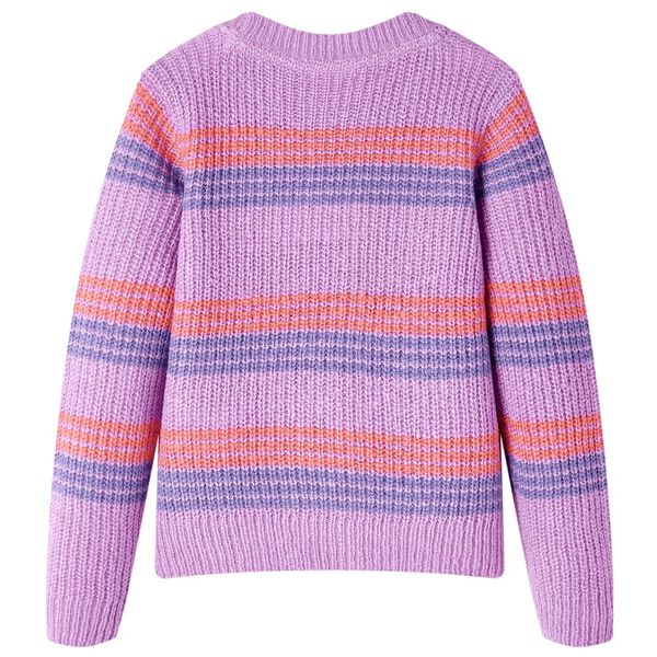 Pull-over rayé tricoté pour enfants lilas et rose 128