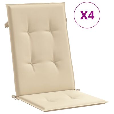 vidaXL Coussins de chaise de jardin dossier haut lot de 4 beige tissu
