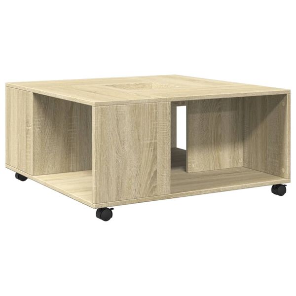 vidaXL Table basse ch&ecirc;ne sonoma 80x80x40 cm bois d'ing&eacute;nierie